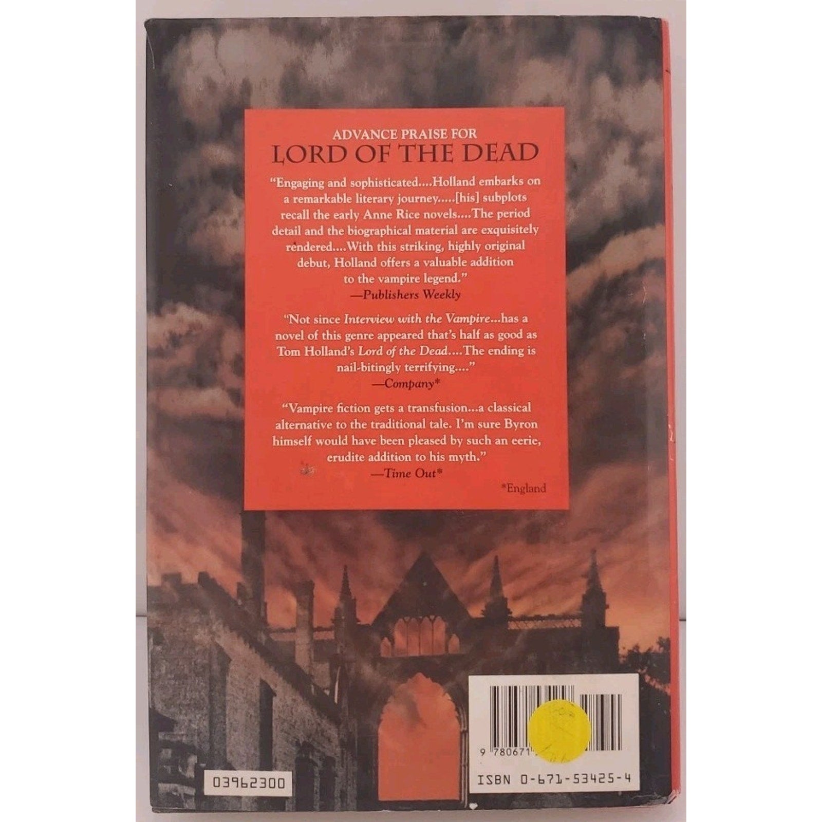 Lord of the Dead : The Secret History of Byron by Tom Holland (1996, Hardcover)