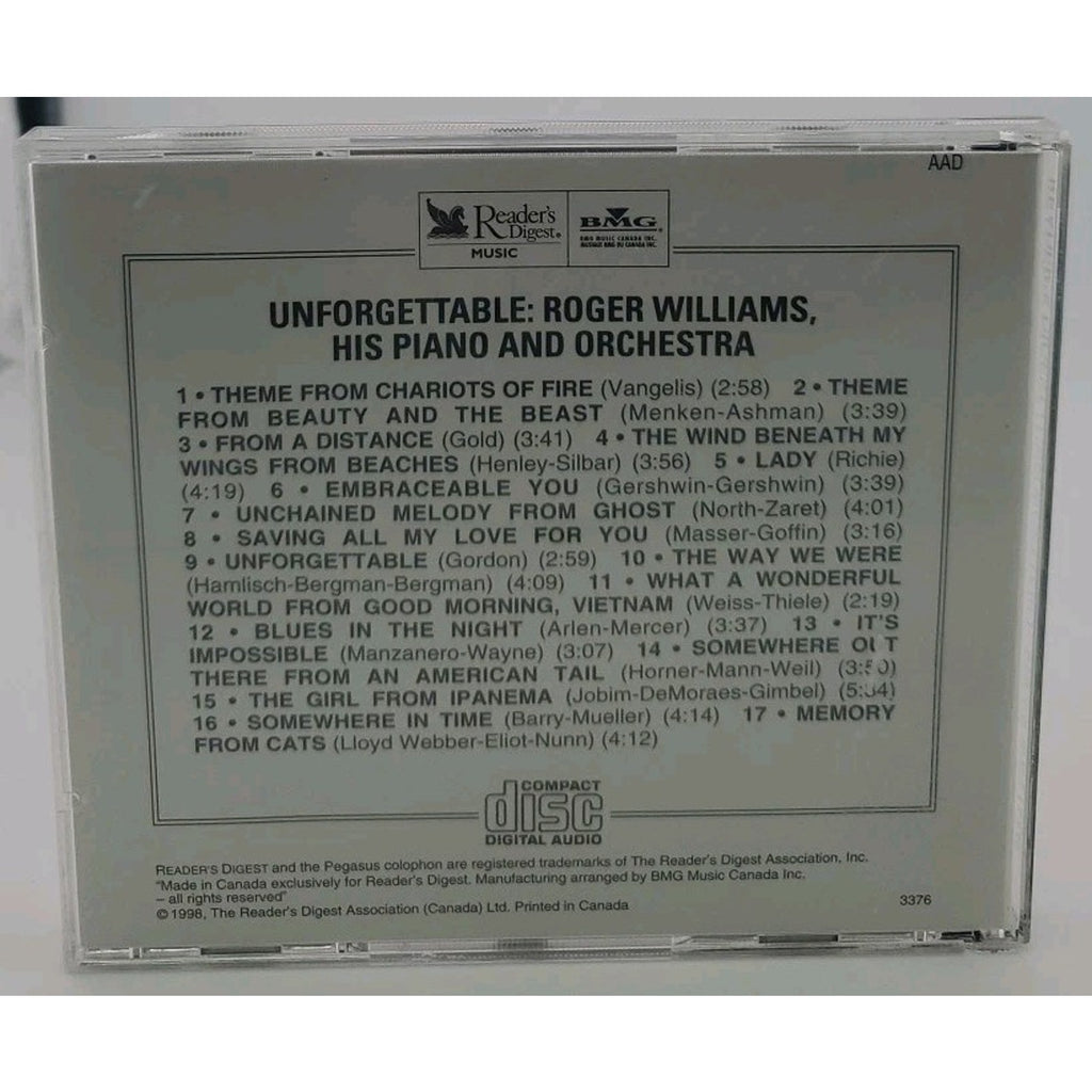Readers Digest Music CD: Unforgettable - Roger Williams: Piano & Orchestra