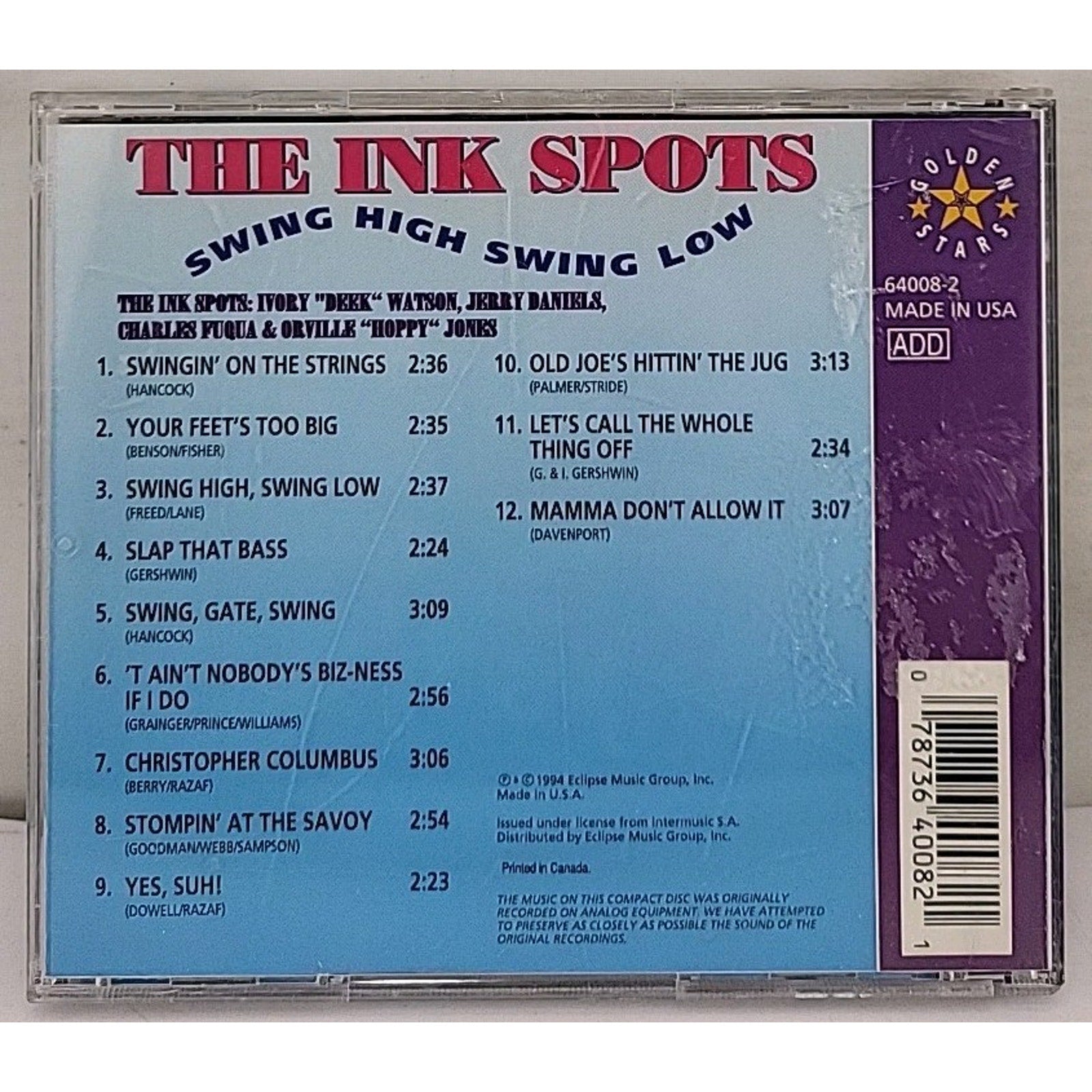 Swing High Swing Low by The Ink Spots (CD)