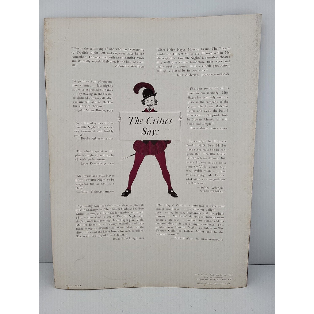 1930s-40s Helen Hayes in Twelfth Night Theater Program