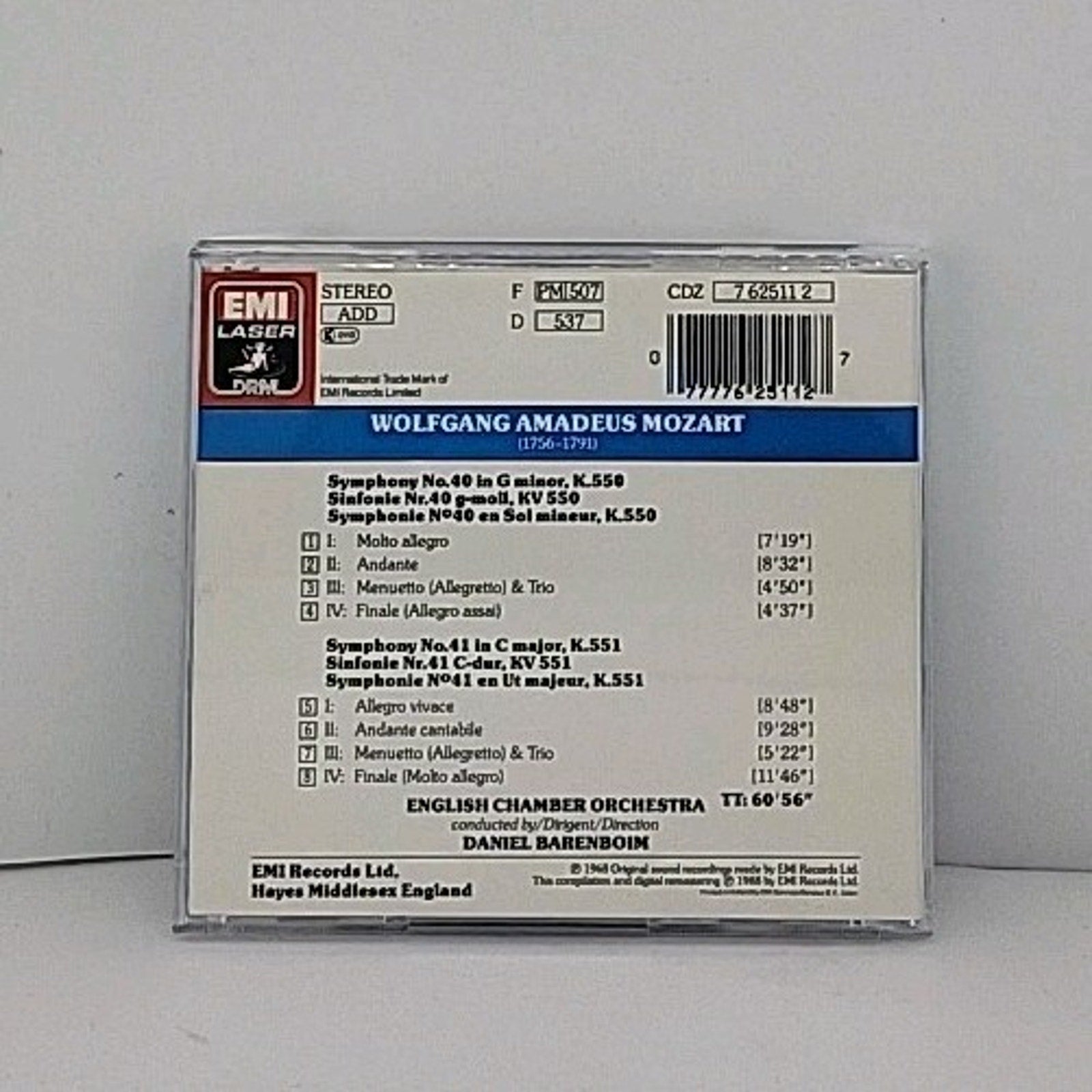 Mozart - Symphonies - Sinfonien 40 & 41 "Jupiter" - Daniel Barenboim CD
