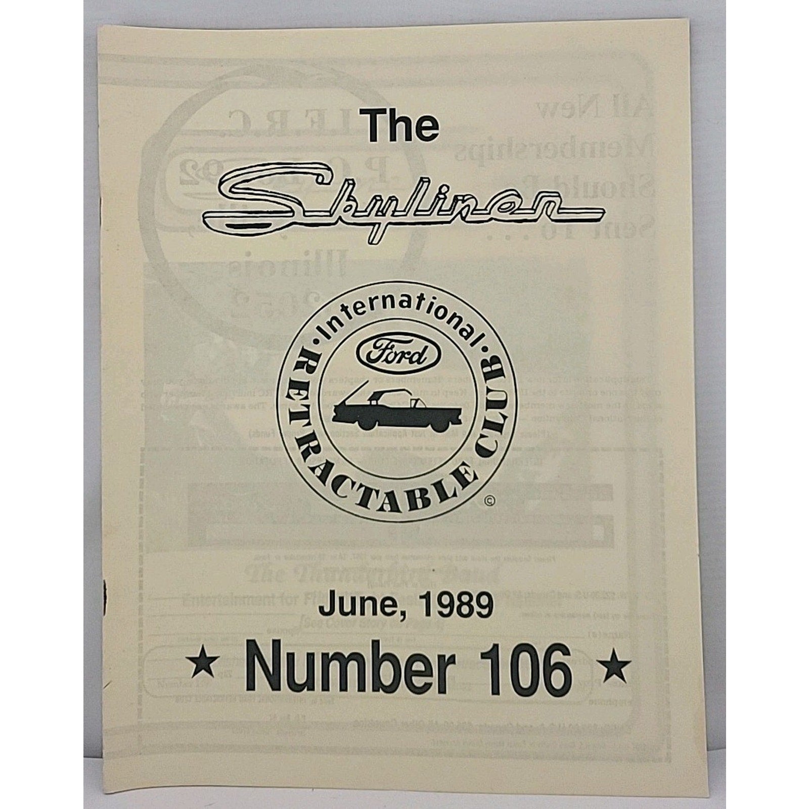 The Skyliner - International Retractable Club - June 1989 Number 106