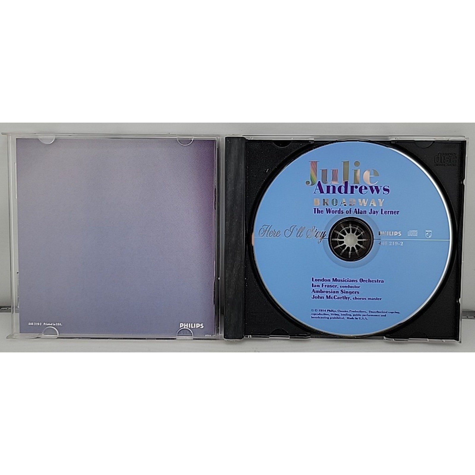 Here I'll Stay: The Words of Alan Jay Lerner by Julie Andrews (CD, Oct-1996,...