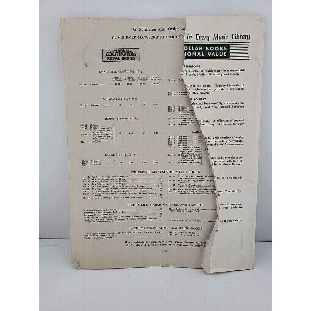 Schirmer's Mail Order Catalog