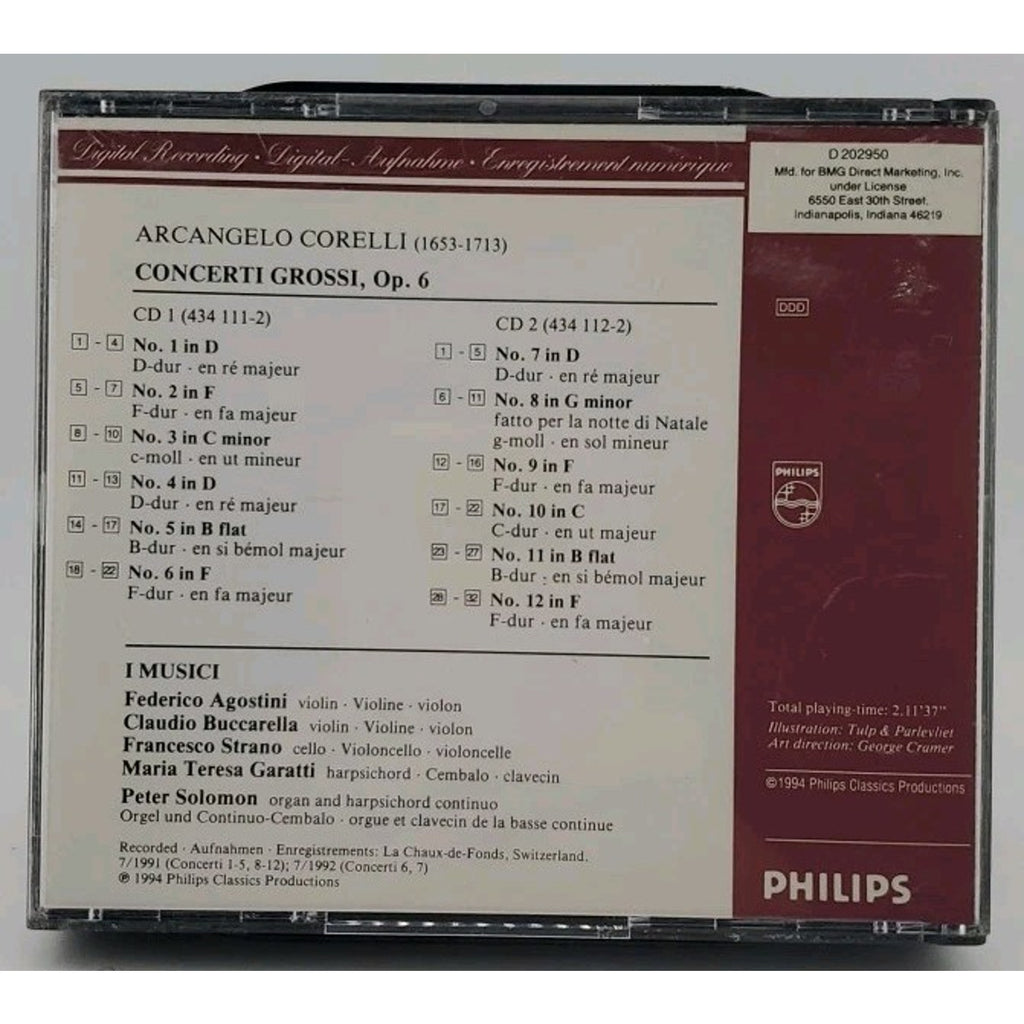 Corelli Concerti Grossi OP 6 I Musici CD 2 Discs
