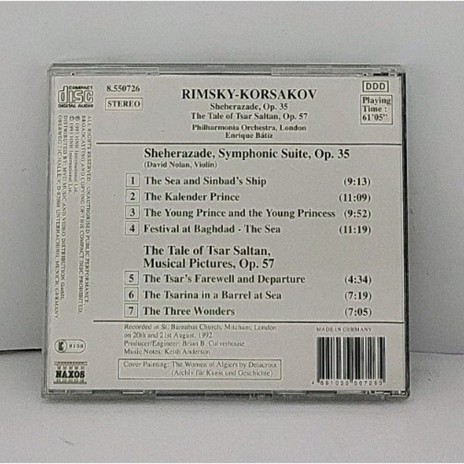 Rimsky-korsakov Sheherazade Op. 35 CD Philharmonia Orchestra