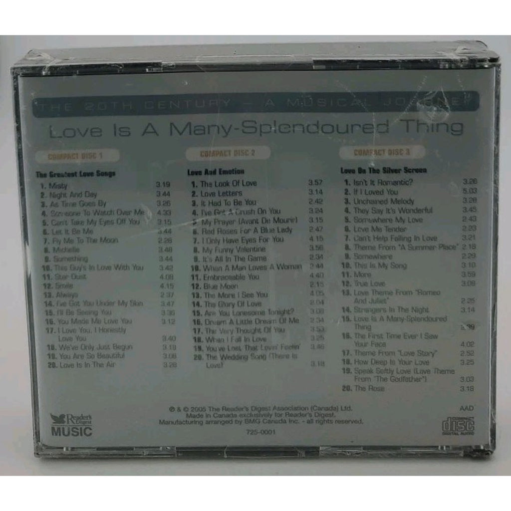 Love Is A Many Splendored Thing, The 20th Century A Musical Journey 3 CD Set