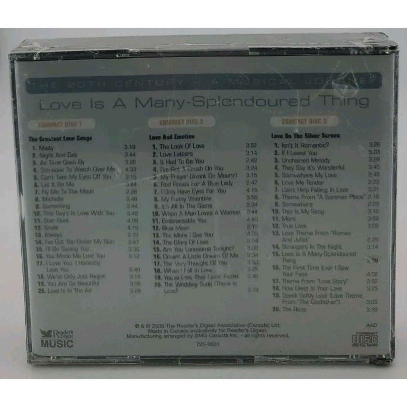 Love Is A Many Splendored Thing, The 20th Century A Musical Journey 3 CD Set