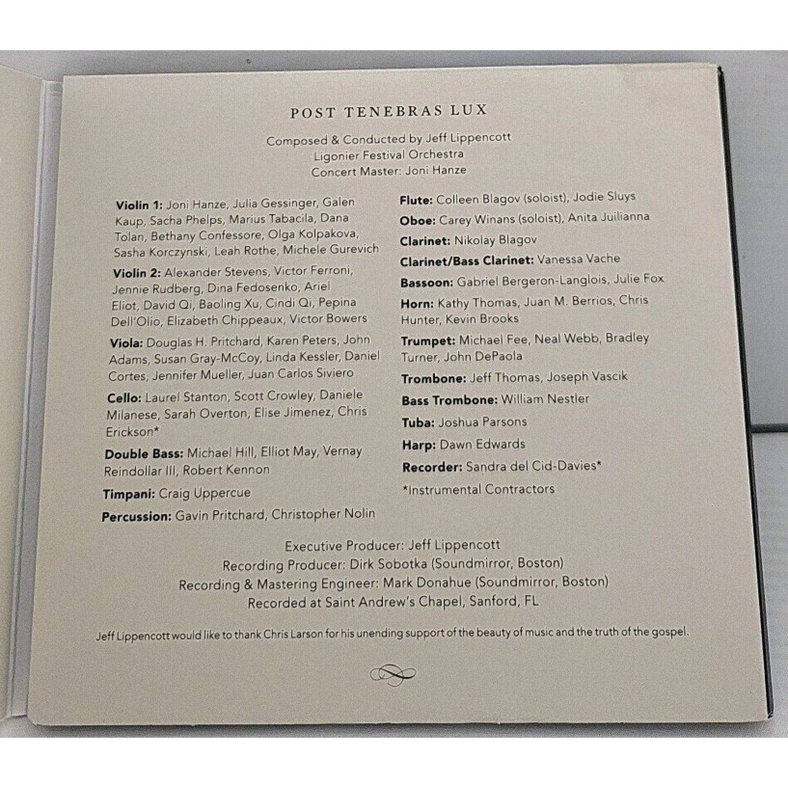 Post Tenebras Lux Jeff Lippencott (CD, 2017)