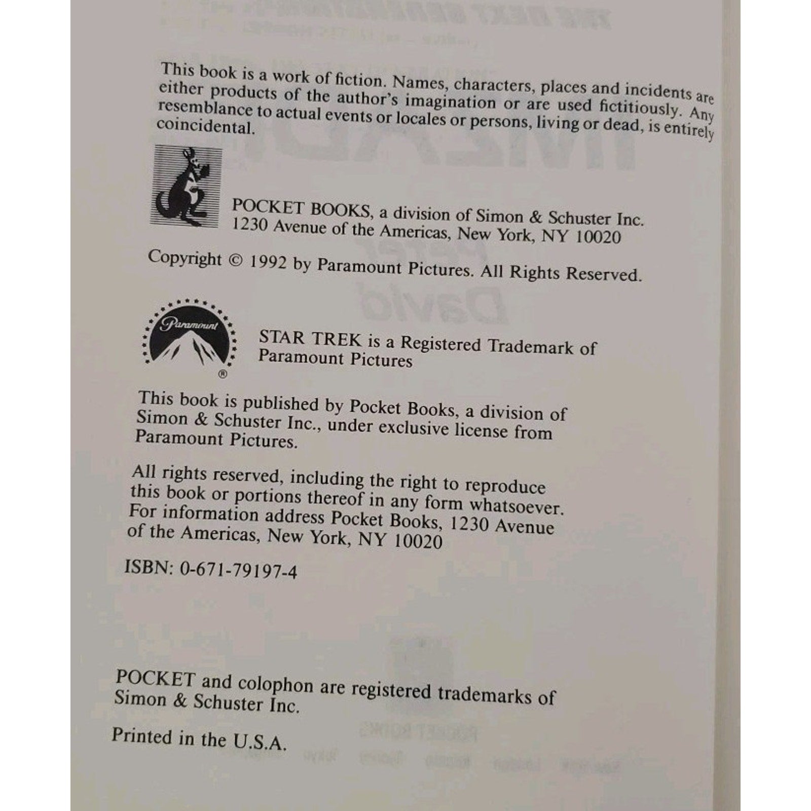 Imzadi by David Peter (1998, Mass Market)