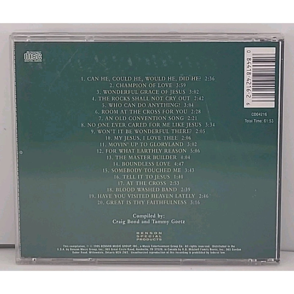 20 Favorites by the Cathedrals Quartet CD 1995 Classic Southern Gospel
