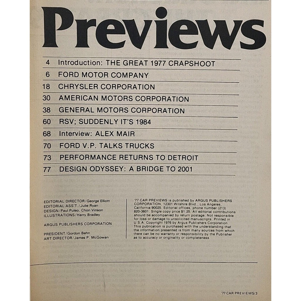 1977 Car Previews Magazine
