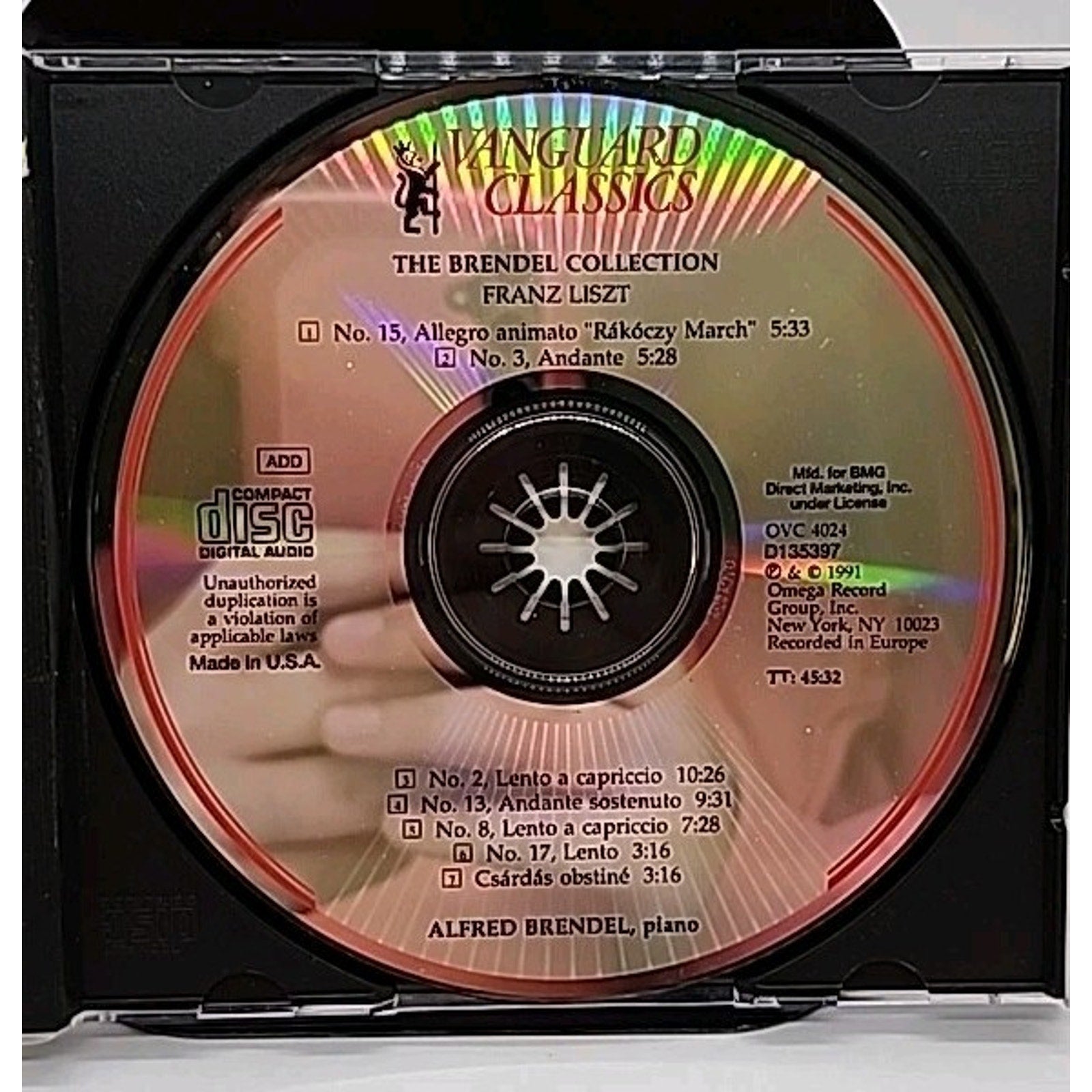 Alfred Brendel Franz Liszt: Hungarian Rhapsodies/Csardas Obstine (CD 1991)