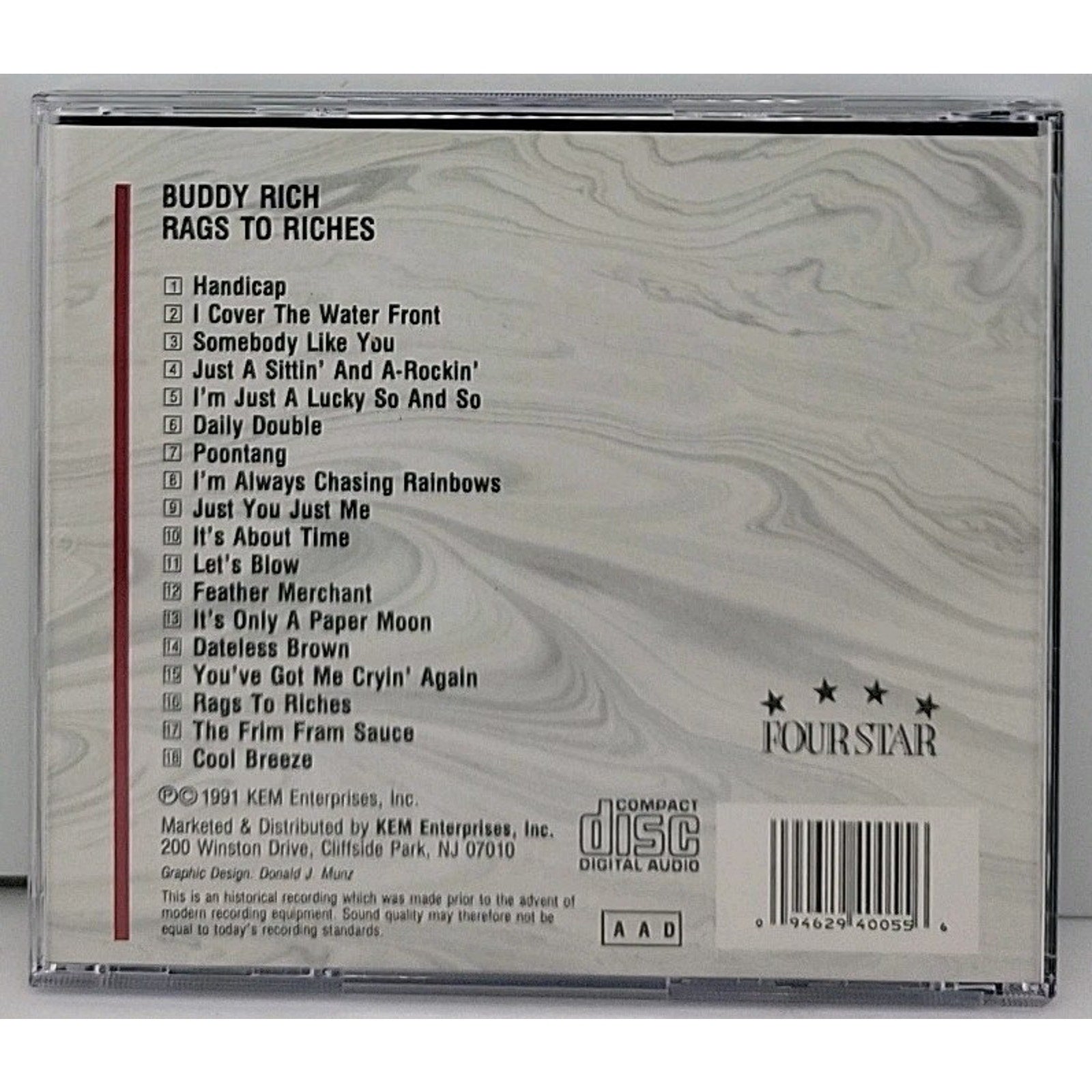 Rags to Riches by Buddy Rich (CD, May-1994, Four Star)