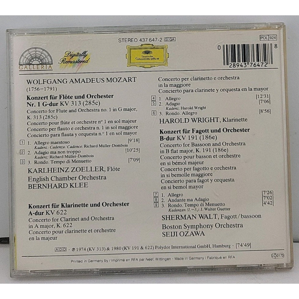 Flute Con K.313 Clarinet Con K.622 by W.A. Mozart (CD, 2008)