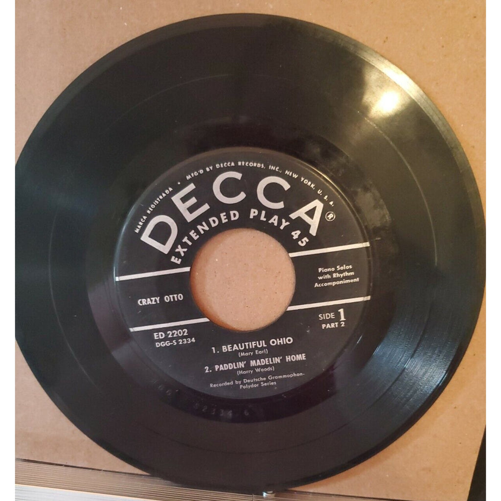 Crazy Otto - Part 2 EP 7" VG+ Vinyl 45 Decca ED 2202 USA 1955