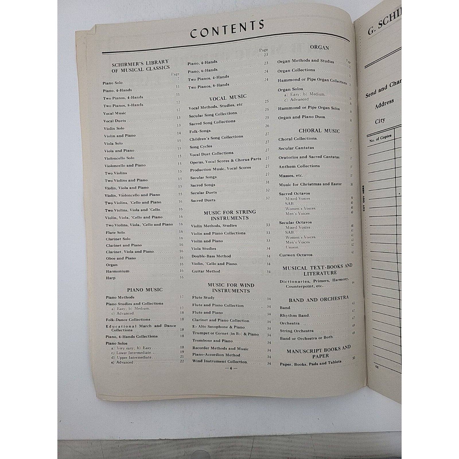 Schirmer's Mail Order Catalog