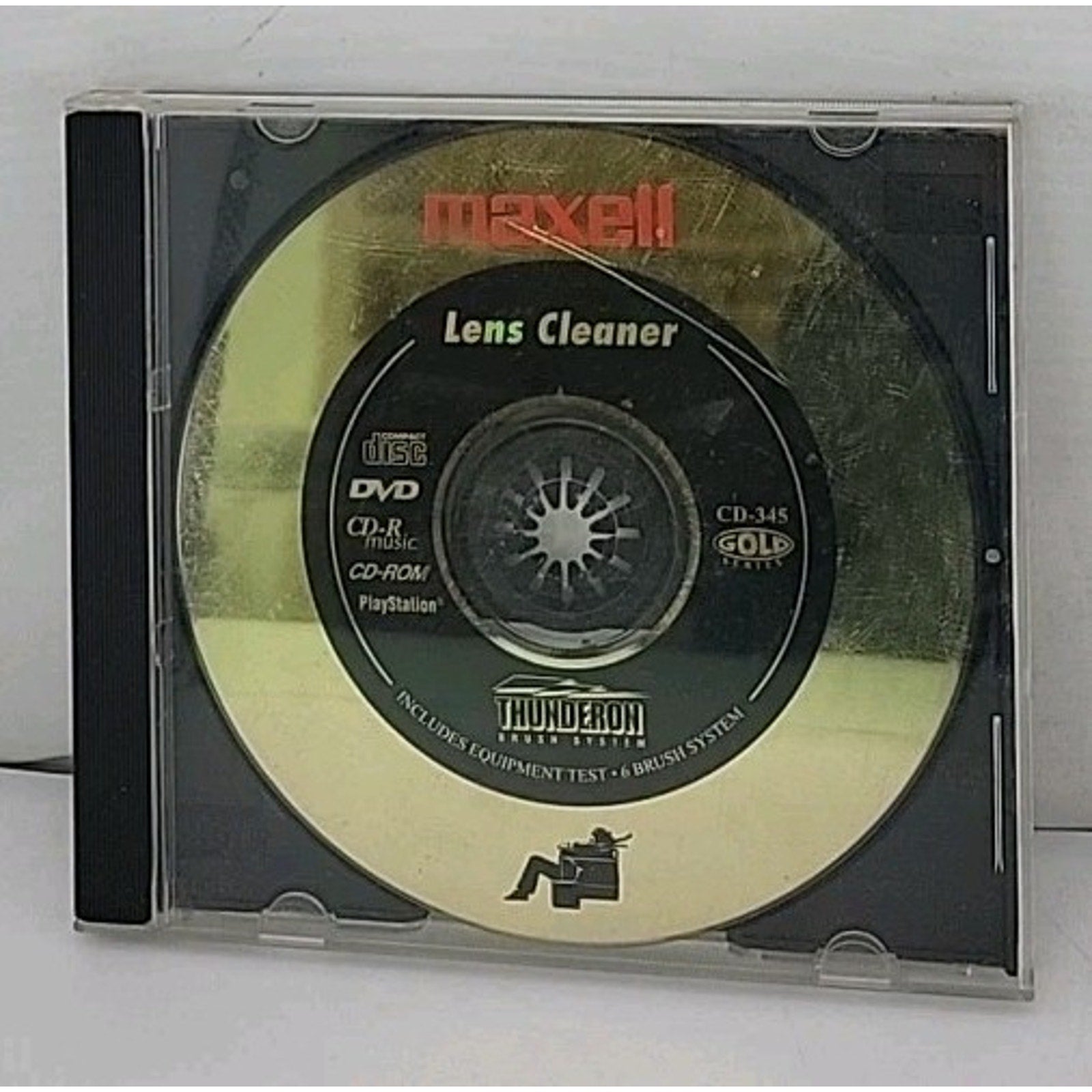 Maxell CD Playstation Lens Cleaner CD-345 Gold Series Thunderon Brush System