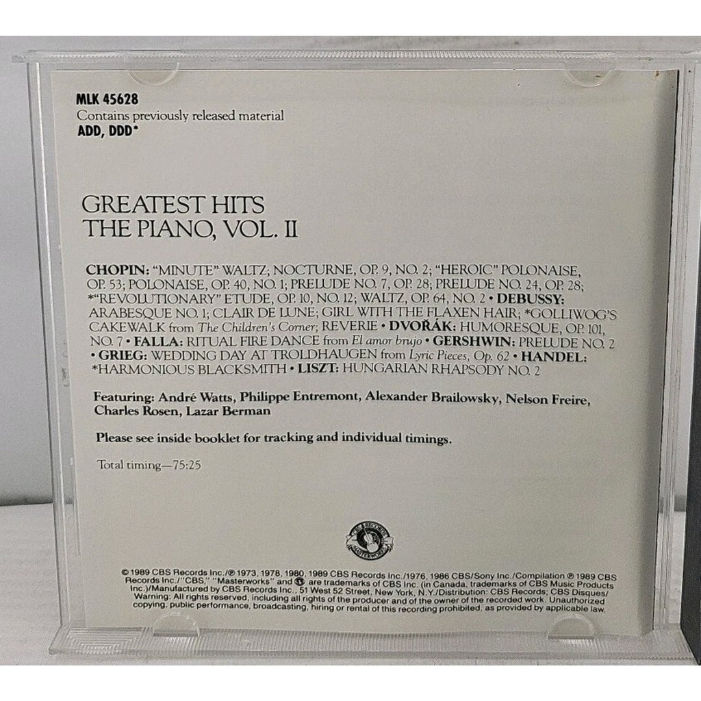 Piano Vol. II Greatest Hits CD 1989 Classical CBS Masterworks