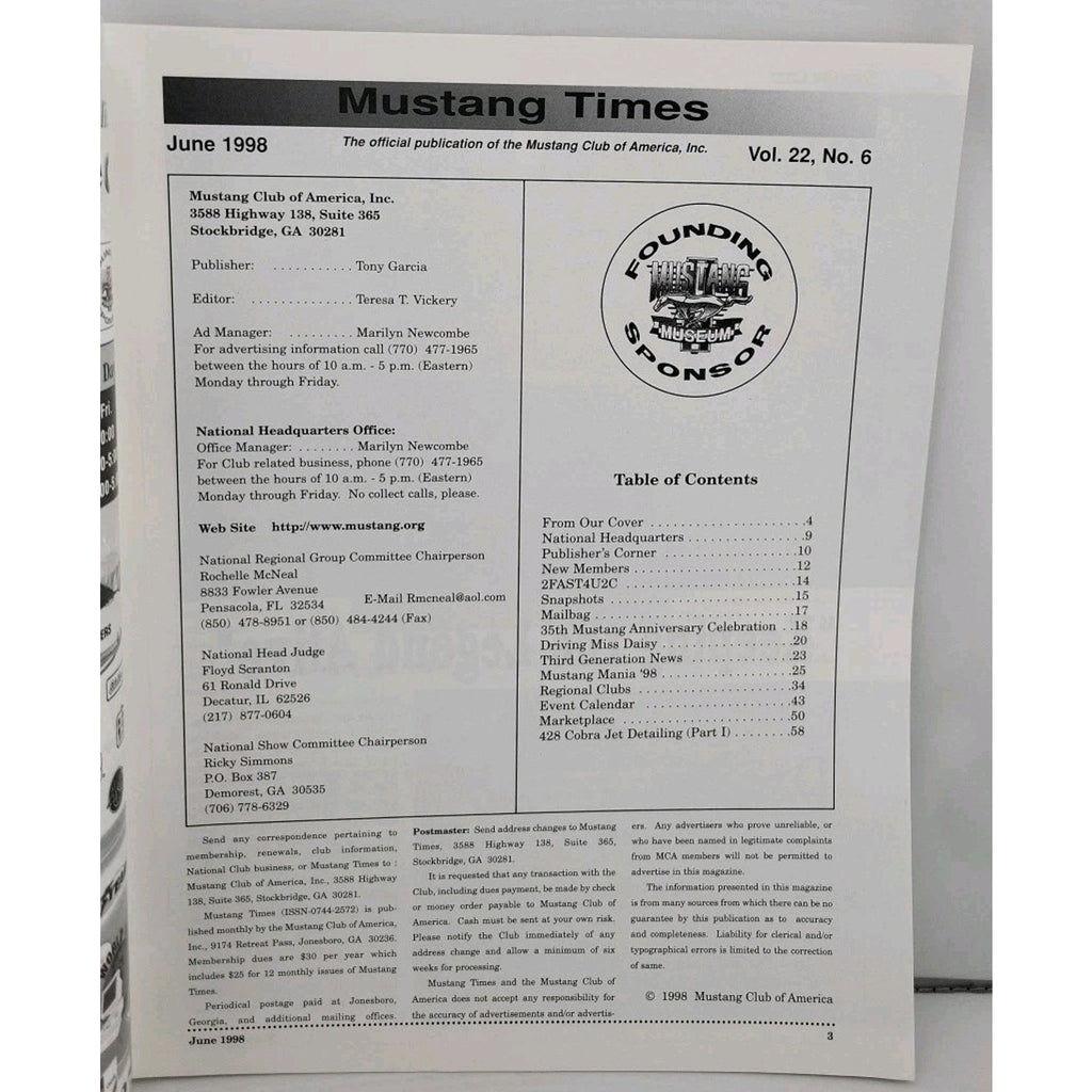 Mustang Times Magazine - June 1998 - Vol. 22 No. 6