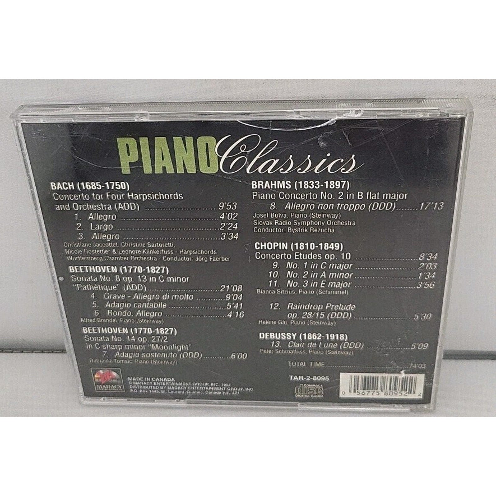 Various Artists - Piano Classics CD 1997 Madacy Entertainment Classical