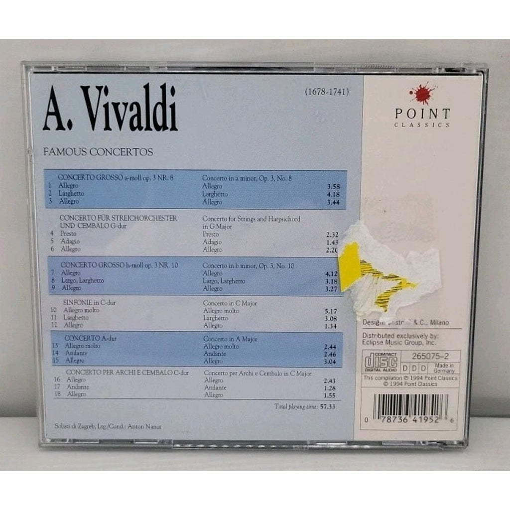 Vivaldi Famous Concertos CD Point Classics Digital Recording