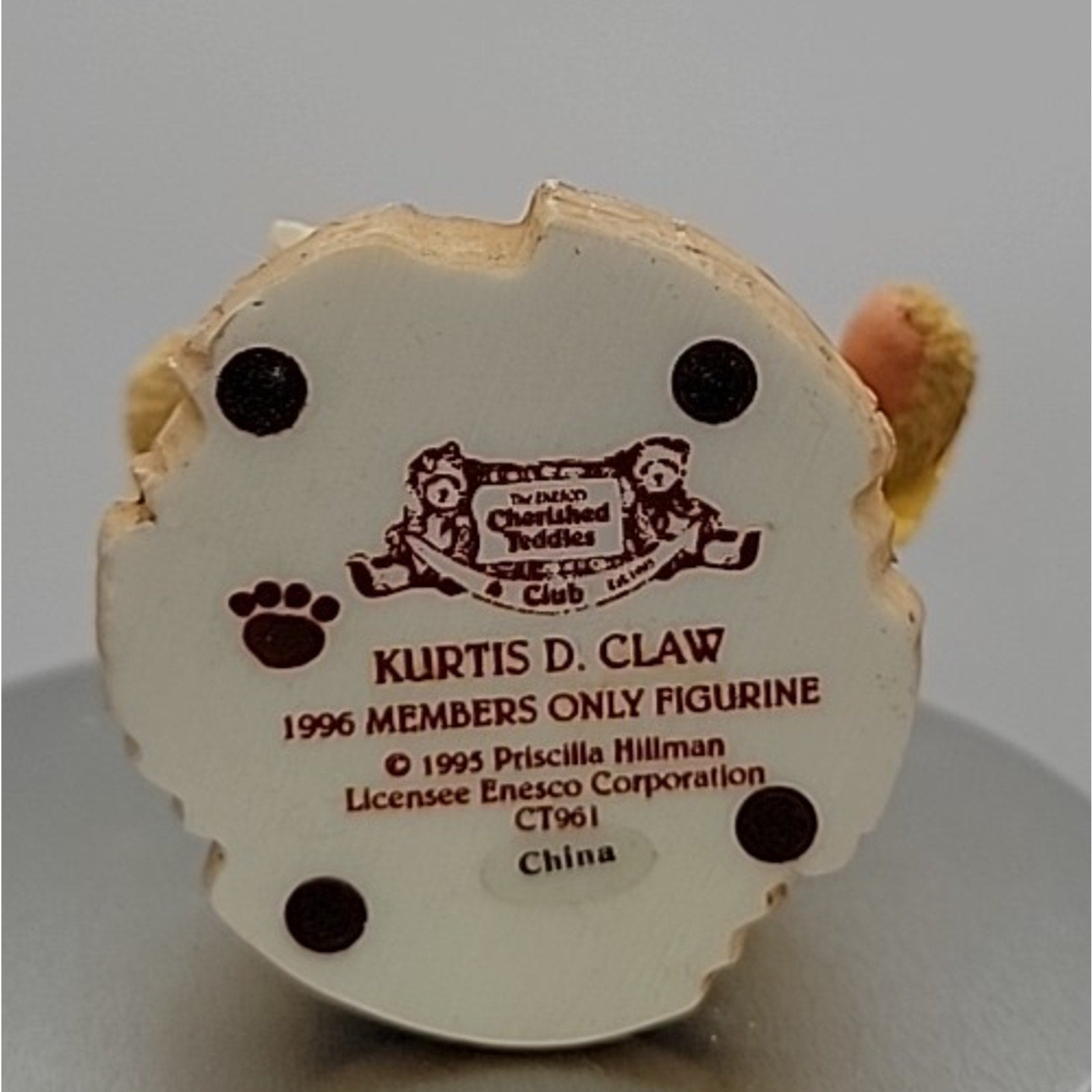 Cherished Teddies CT961 Kurtis D. Claw 1995 Membears Only Figurine Enesco CT961