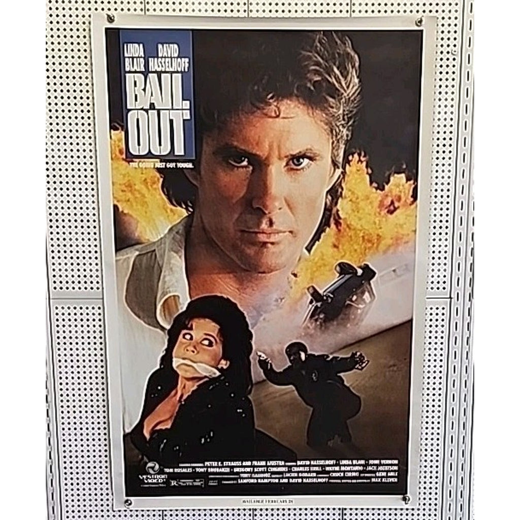 1990 Bail Out Starring David Hasselhoff & Linda Blair Video Movie Poster 27x40