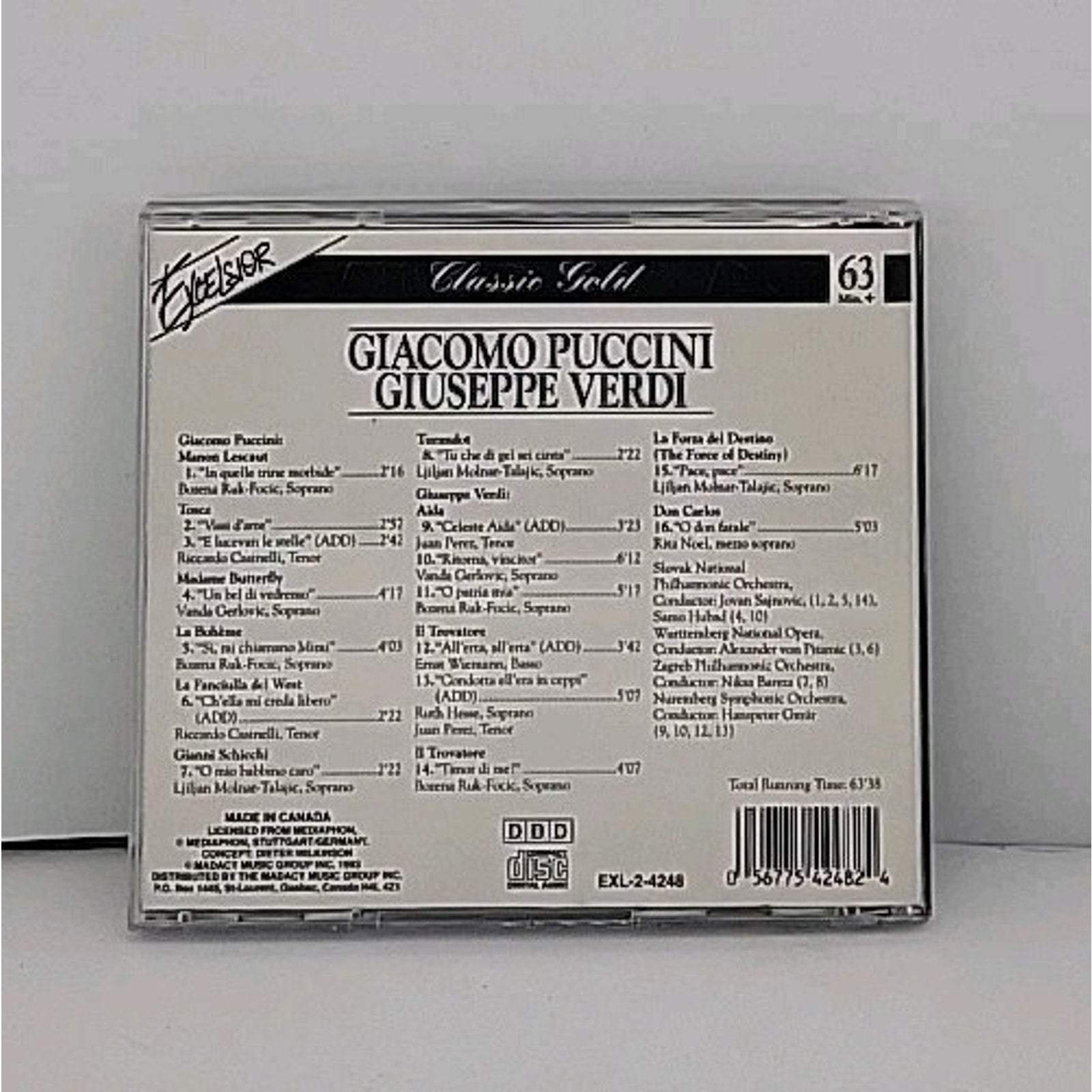 Giacomo Puccini Giuseppe Verdi CD 1993 Excelsior Classic Gold Slovak Orchestra