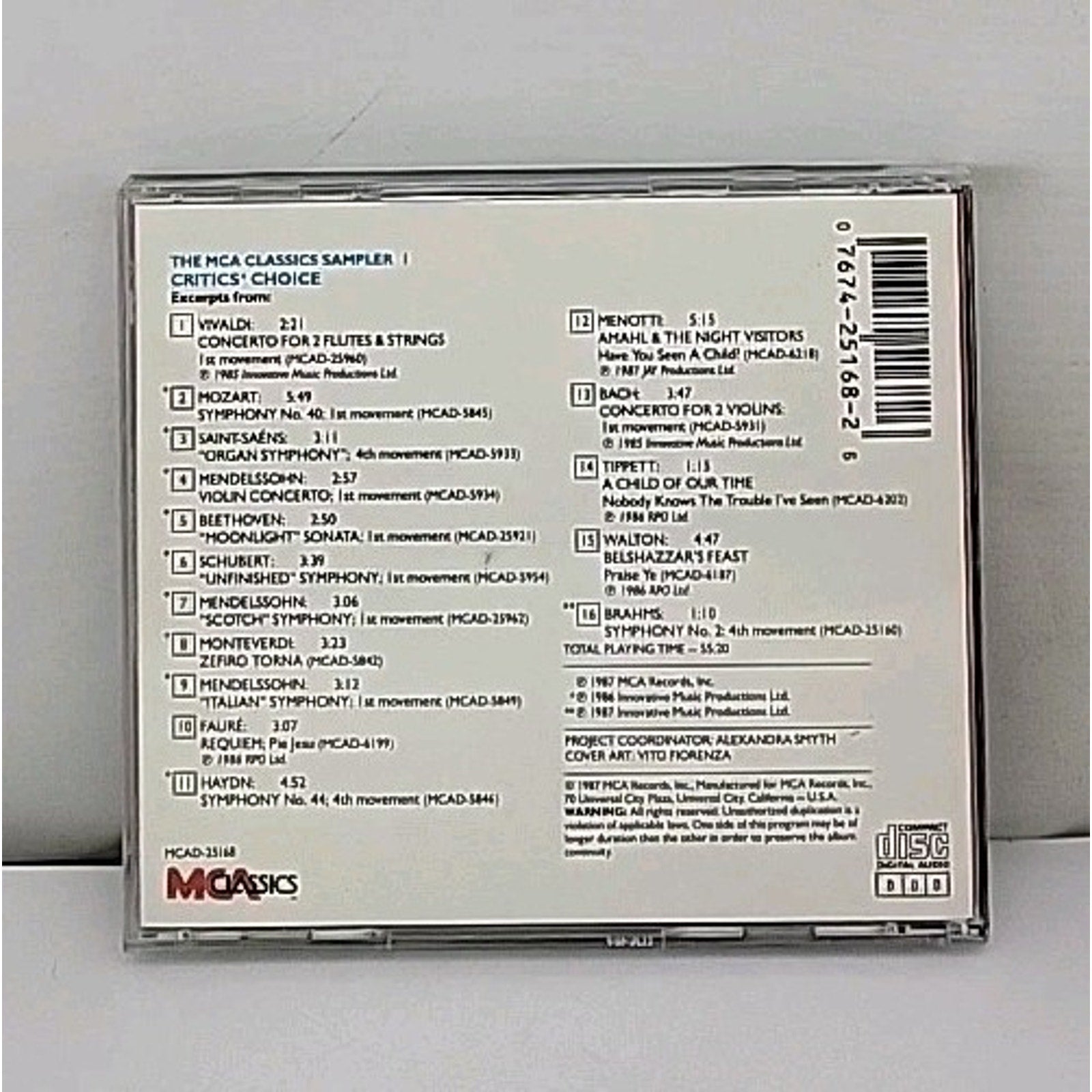 MCA Classics Sampler Critics' Choice CD Classical Various 1987 Symphony