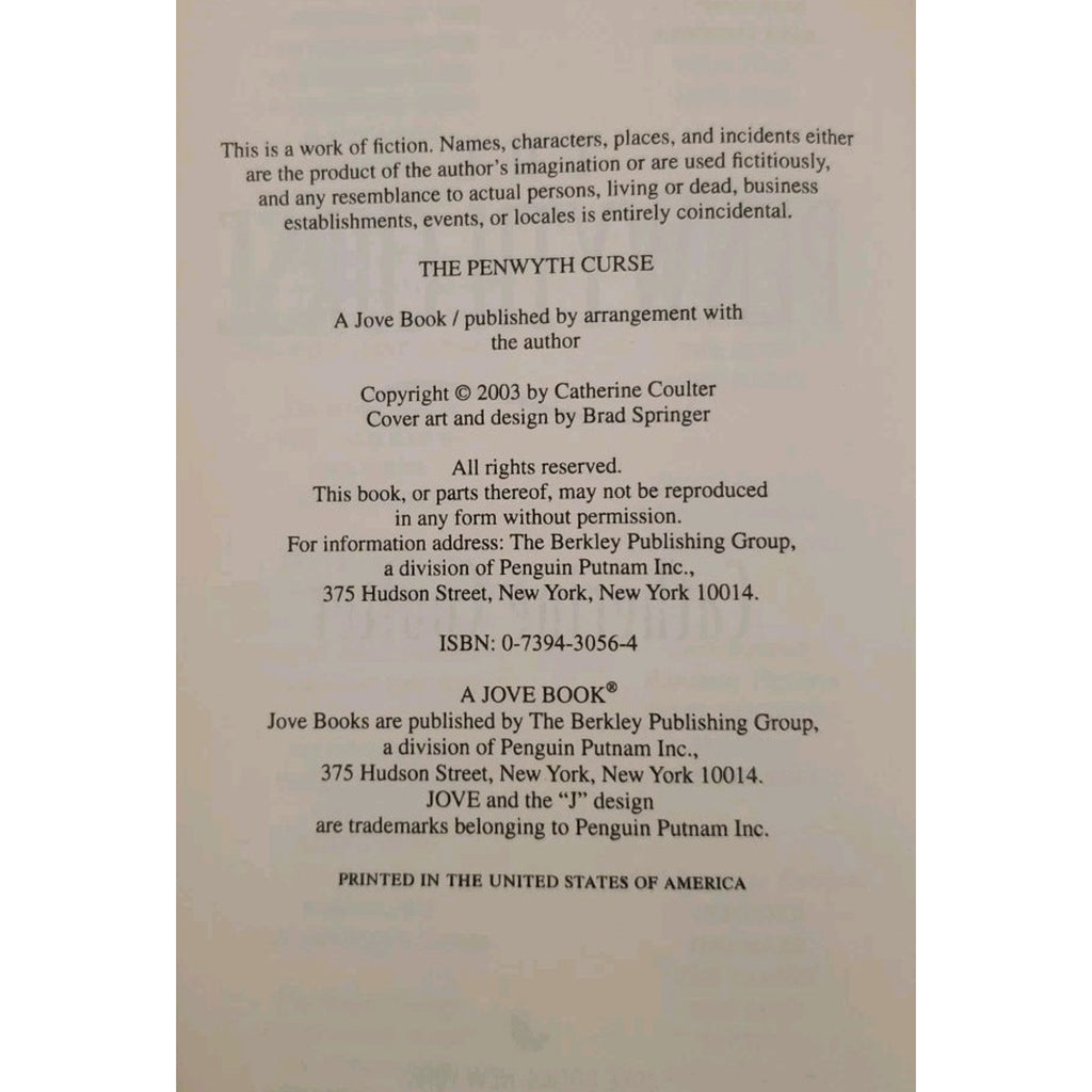 The Penwyth Curse - Hardcover By Coulter, Catherine