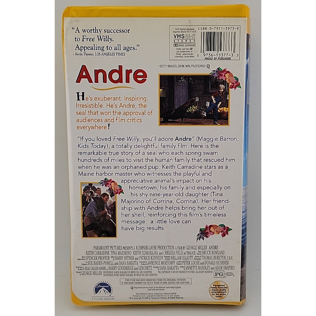 Andre (VHS, 1995, Clamshell) Yellow Case