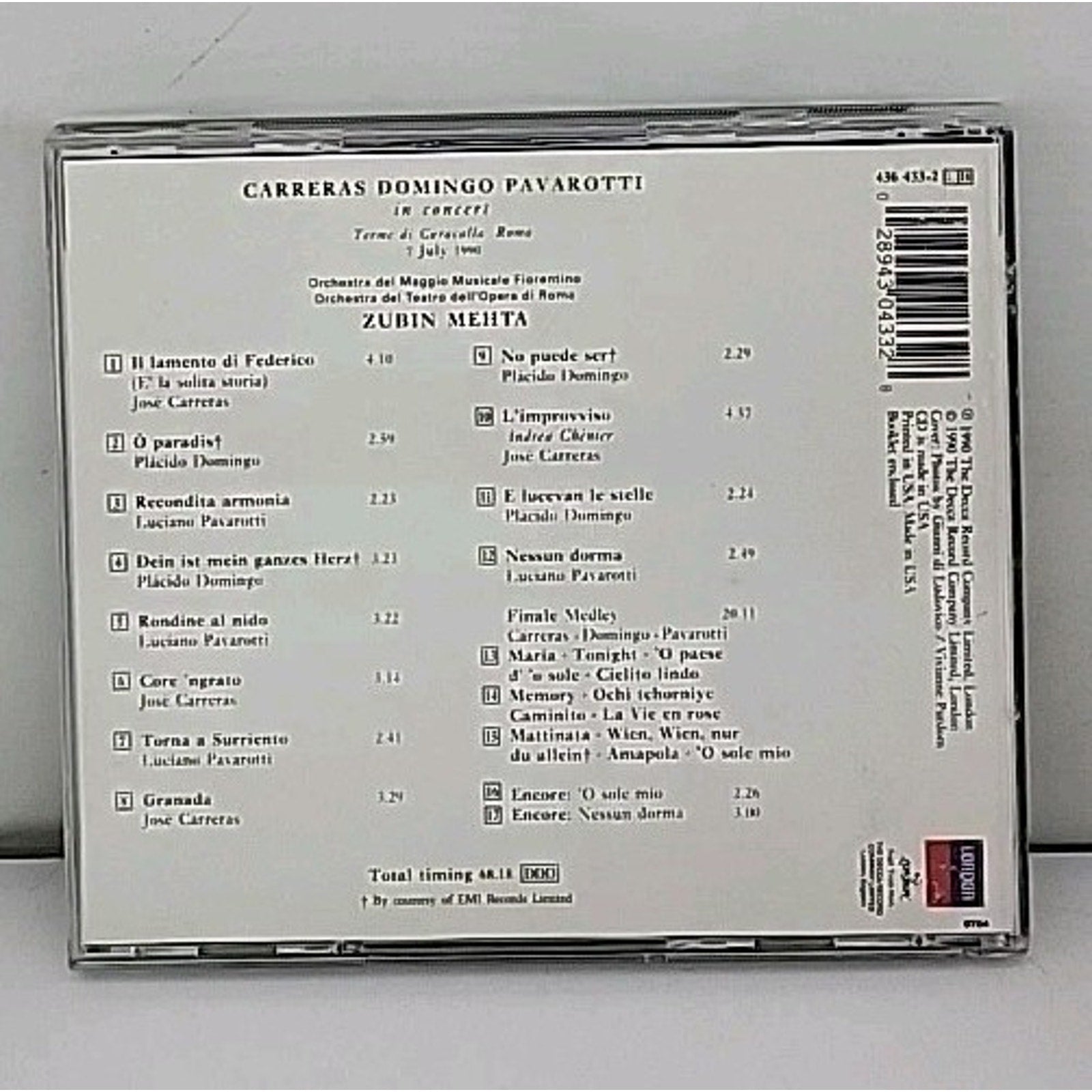 Three Tenors in Concert by The Three Tenors (CD, 1990)