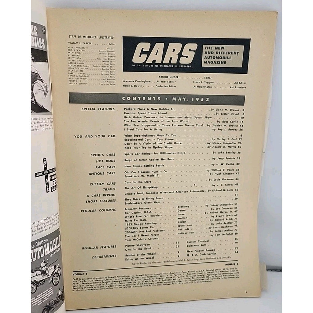 Cars Magazine May 1953 Packard Custom Ford Concept New York Intl Motor Show
