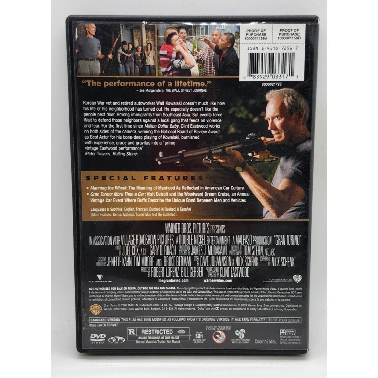 Gran Torino (DVD, 2009, Full Frame)