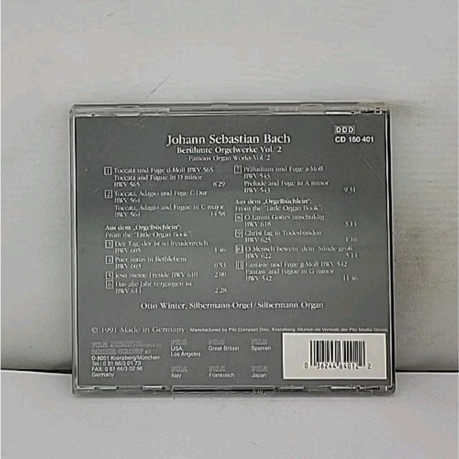 J.S. Bach – Berühmte Orgelwerke Vol. 2 CD 1988 Classical Pilz Vienna Master