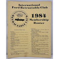 International Ford Retractable Club - 1984 Membership Roster
