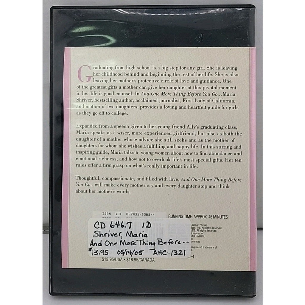 Maria Shriver And One More Thung Before You Go... CD