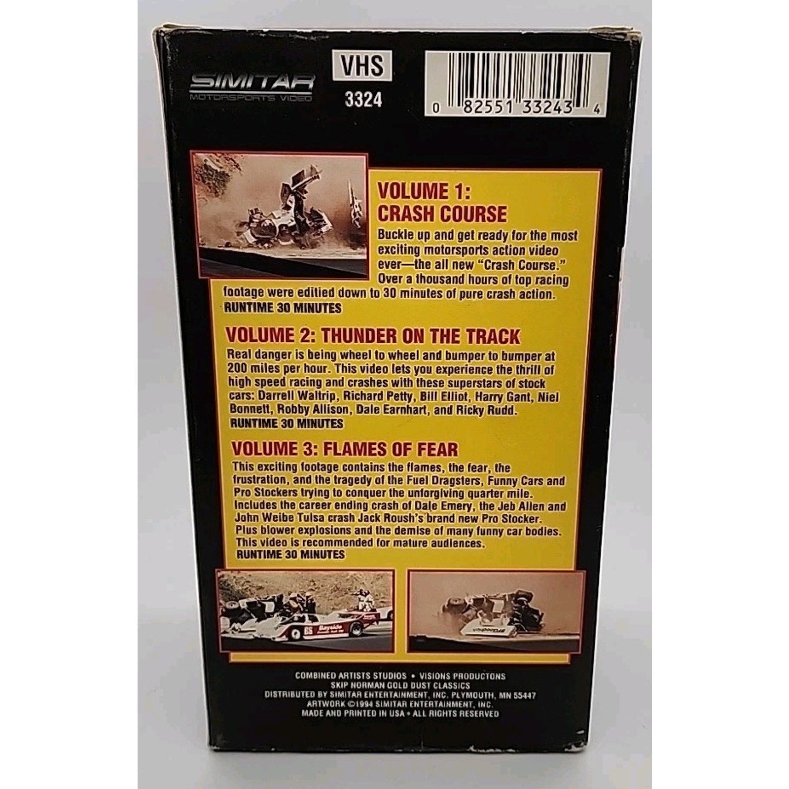 Crashes (VHS, 1994) 3 Video Tape Collection - Simitar Motorsports 3324