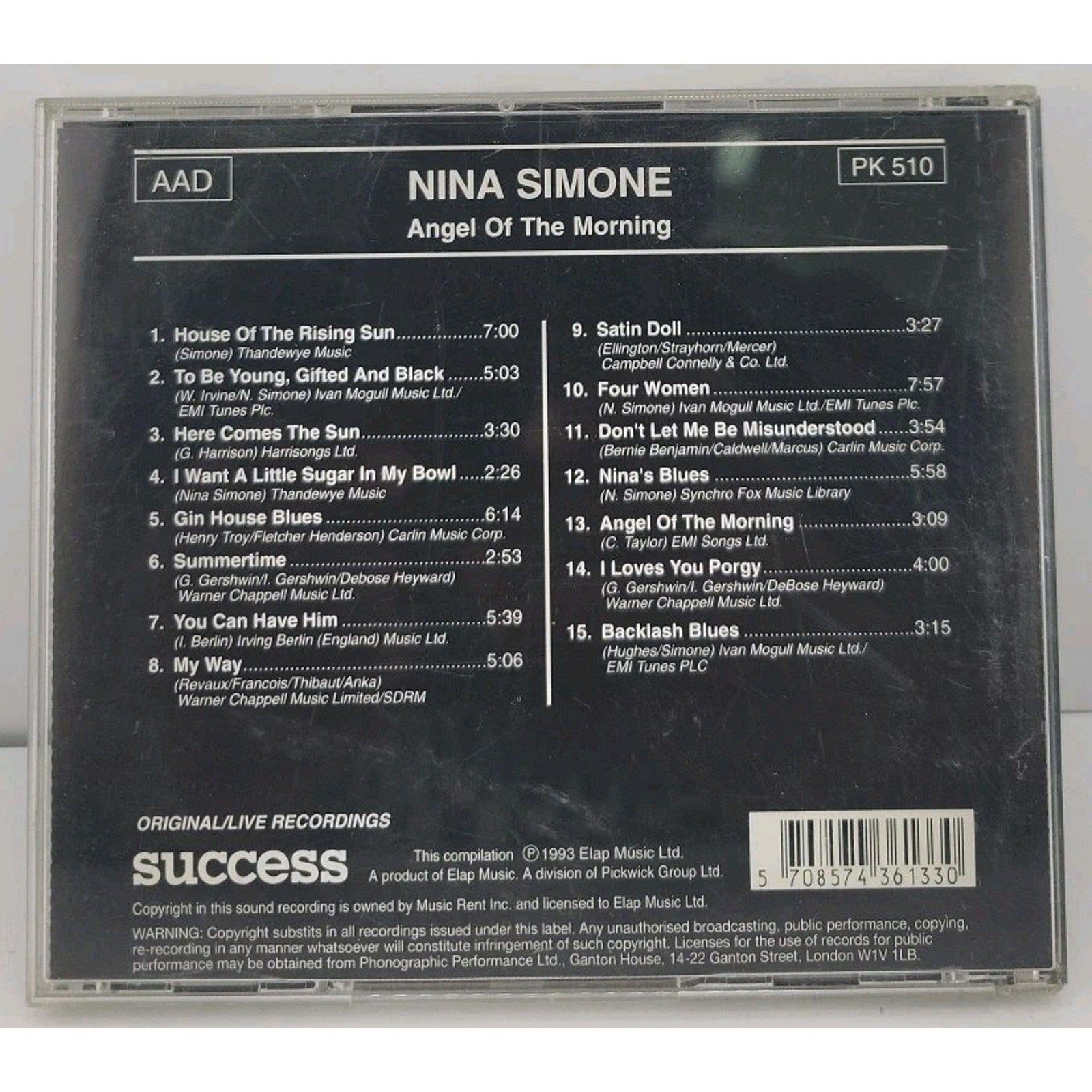 Angel of the Morning by Nina Simone (CD, Apr-1999, Elap Records)