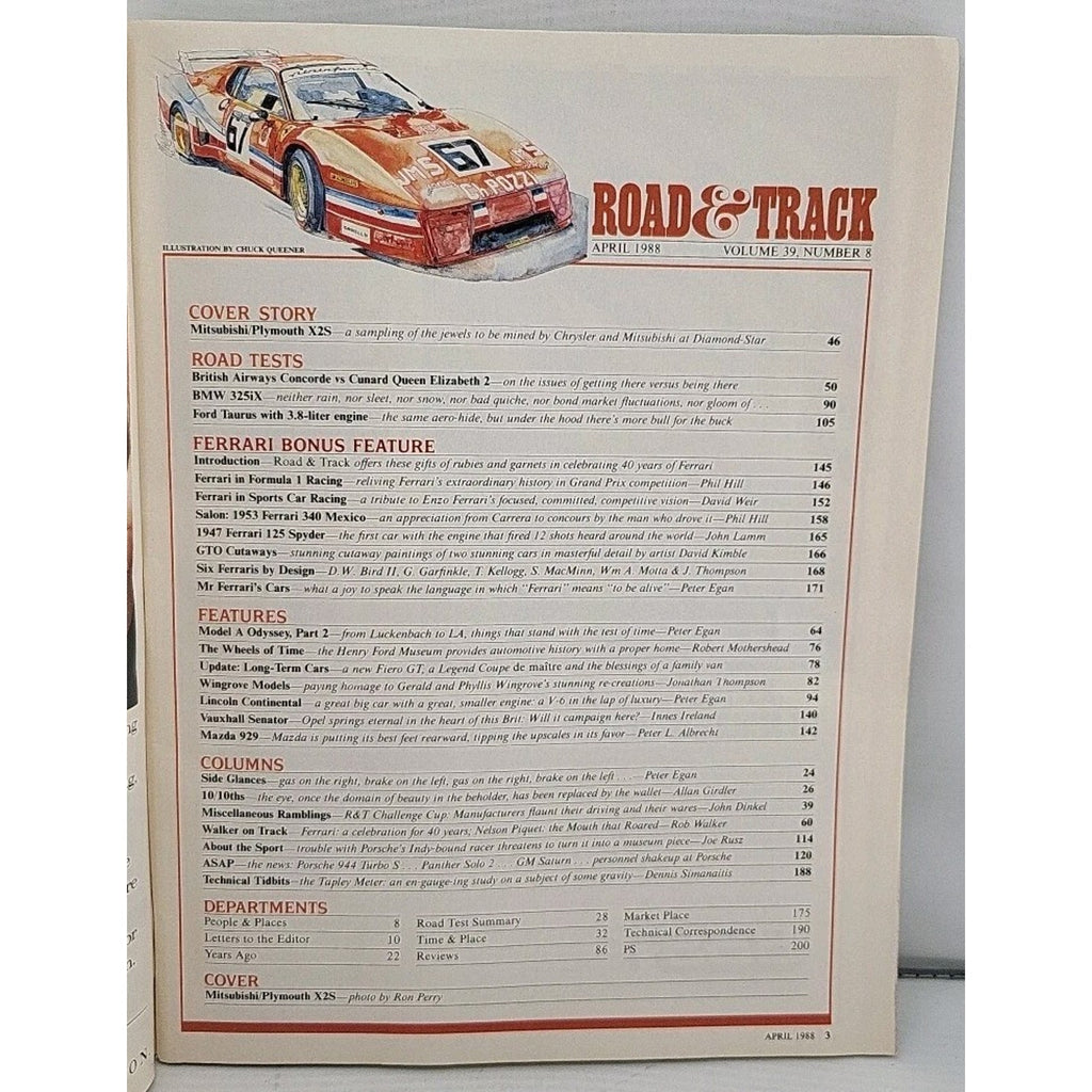 Road & Track Magazine April, 1988