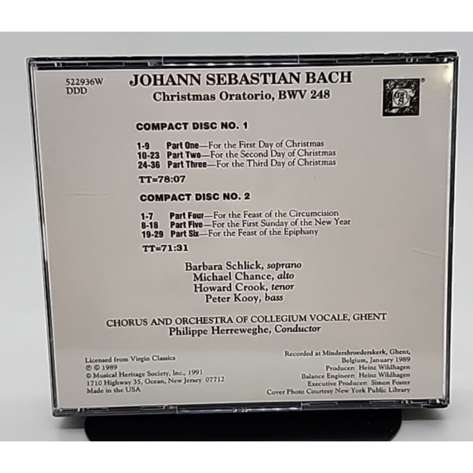 J.S. Bach: Christmas Oratorio, BWV 248 (2 CDs, 1989, Musical Heritage Society)
