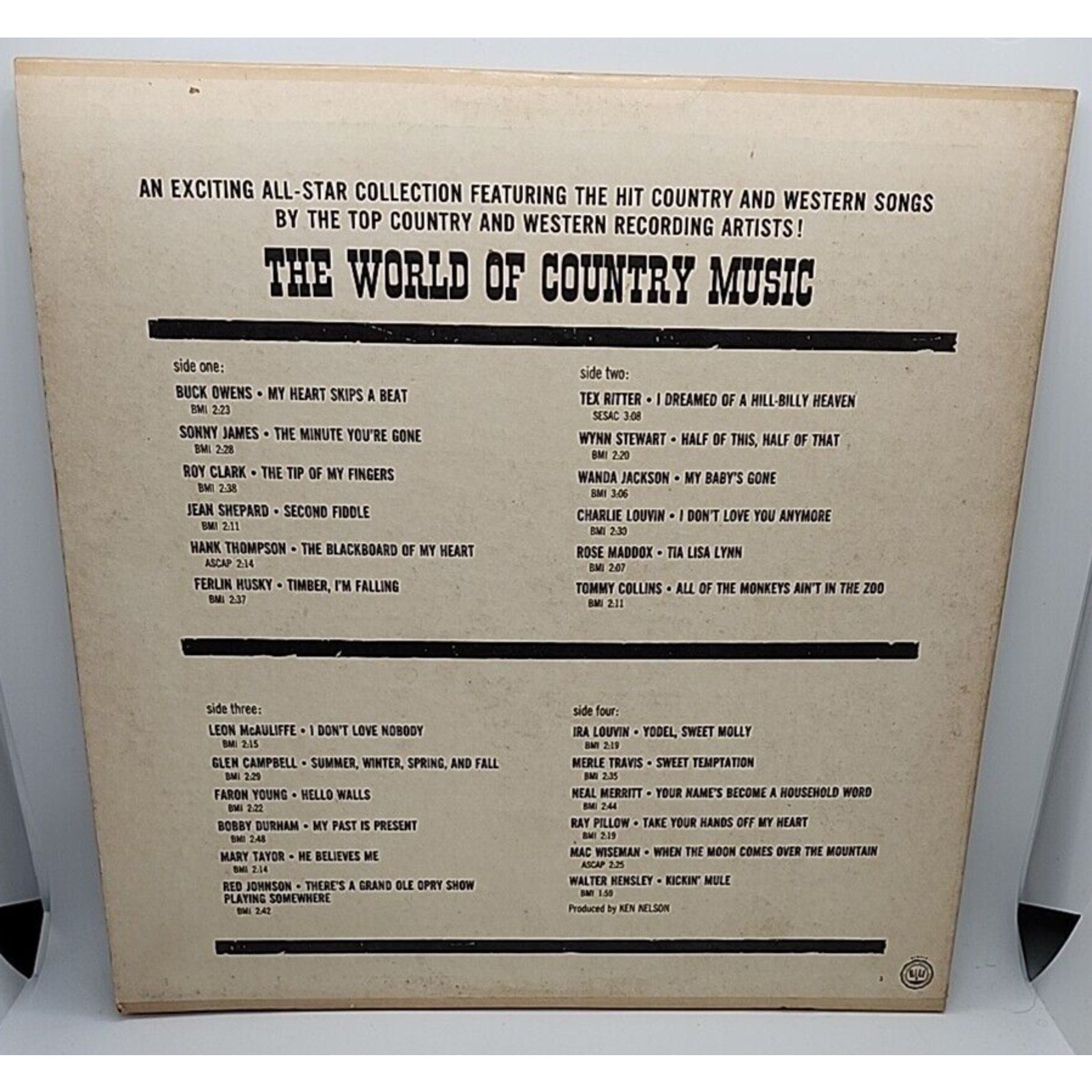The World Of Country Music 24 Top Hits On 2 Great Long-Play (Record)