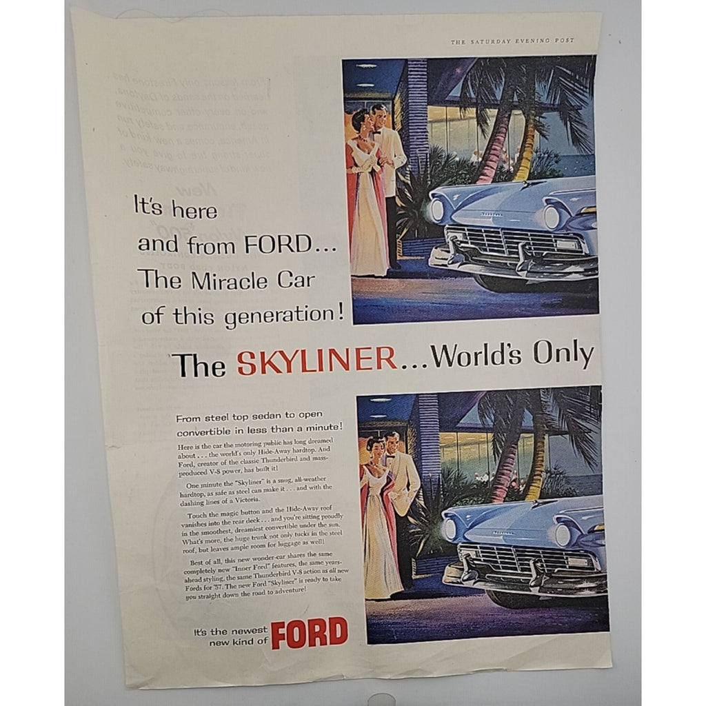 Two Page Magazine Ad* - 1957 - Ford Fairlane Skyliner