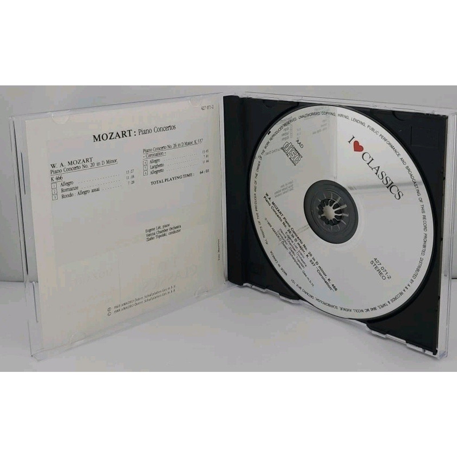 Mozart Piano Conertos Nos. 20 And 26 Coronation CD