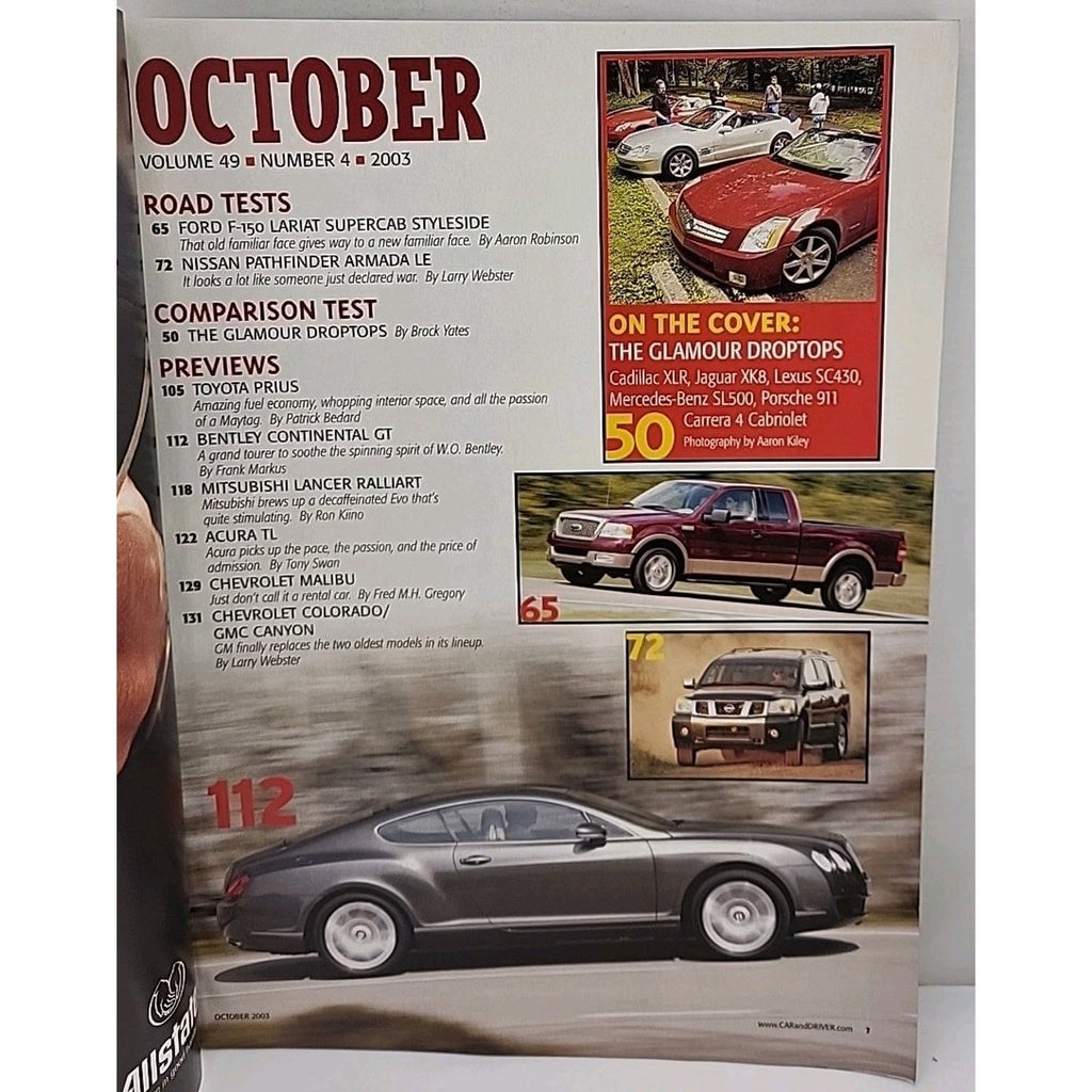 Car And Driver Magazine - October 2003 - Volume 49 Number 4