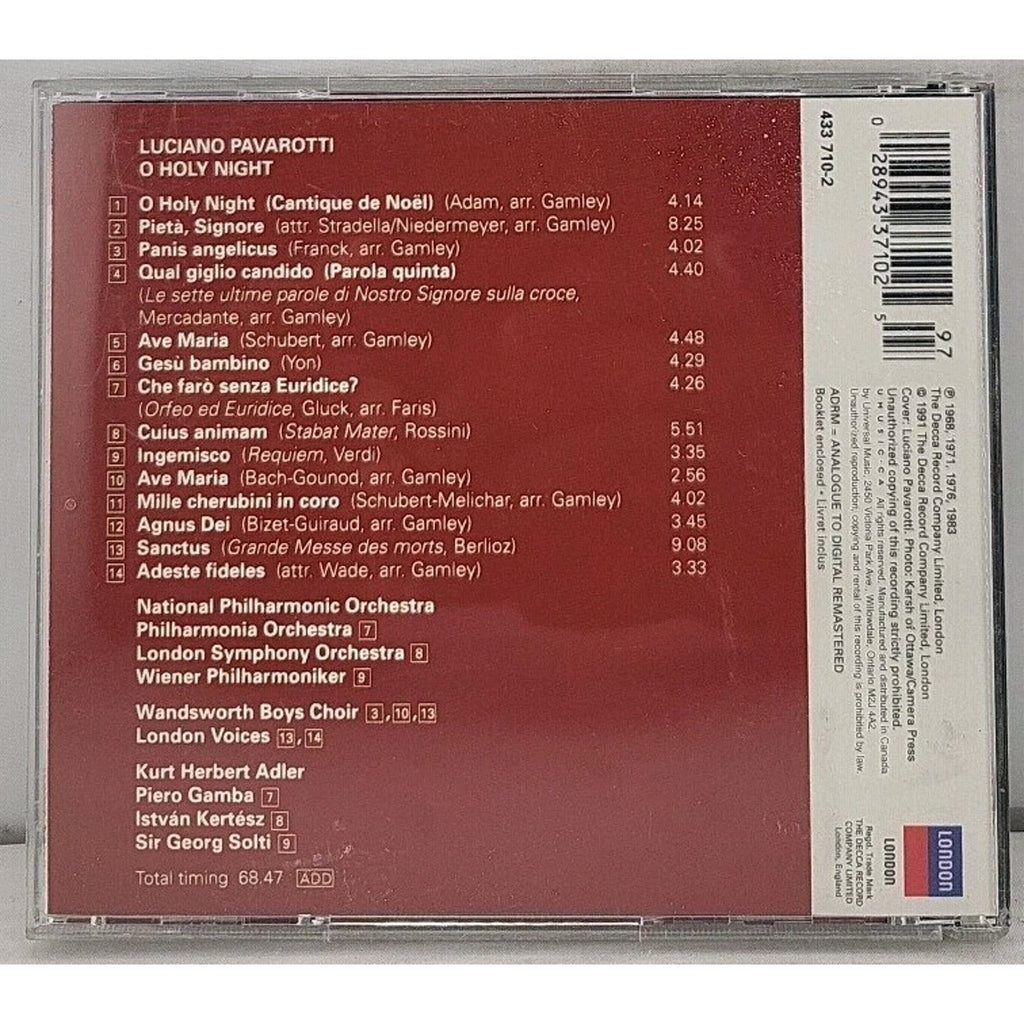 Pavarotti - O Holy Night CD 1991 Analogue To Digital Remastered Classical London