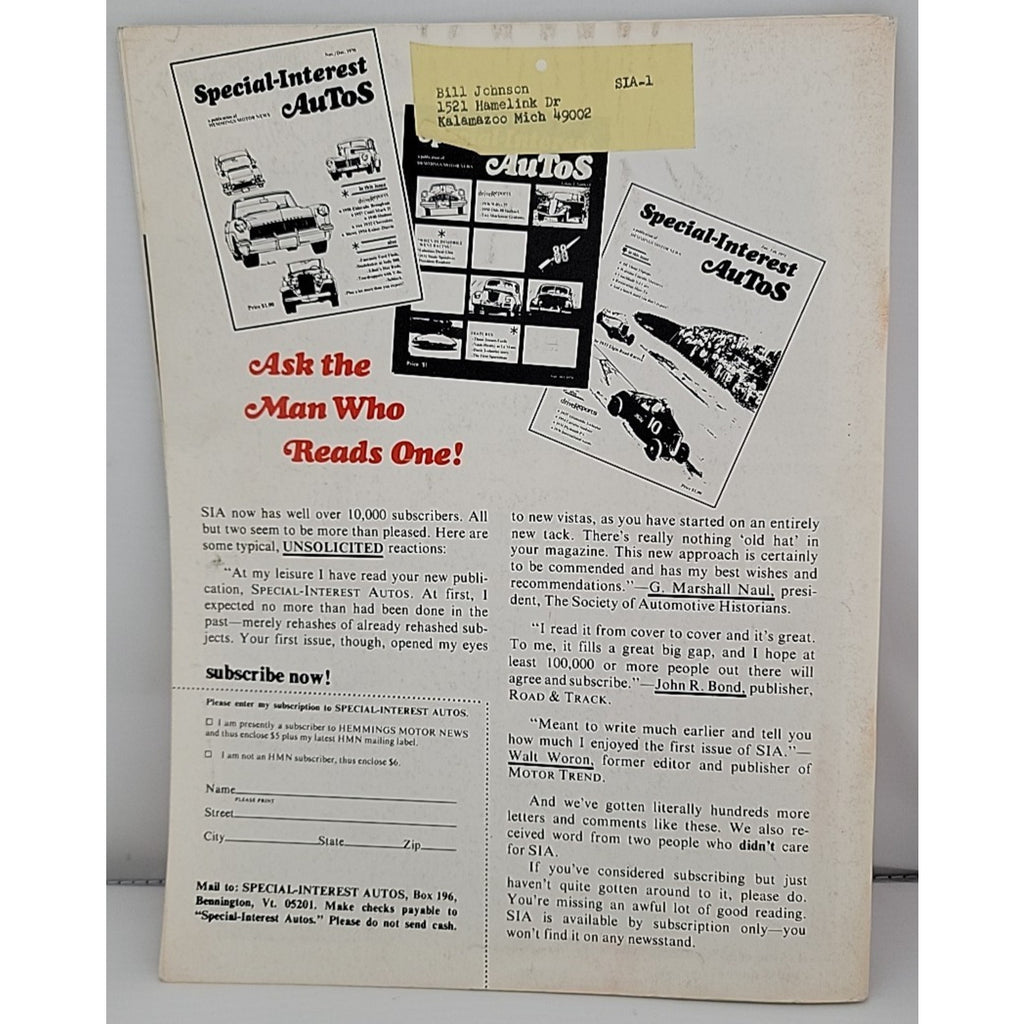 Special Interest Autos Jan/Feb 1971