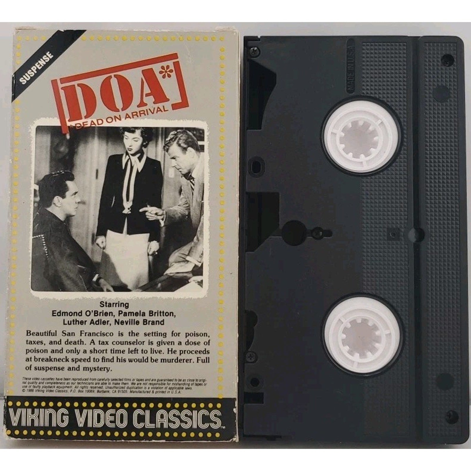 DOA* : *Dead on Arrival - VHS - Starring Edmund O'Brien - 1950"s Film Noir