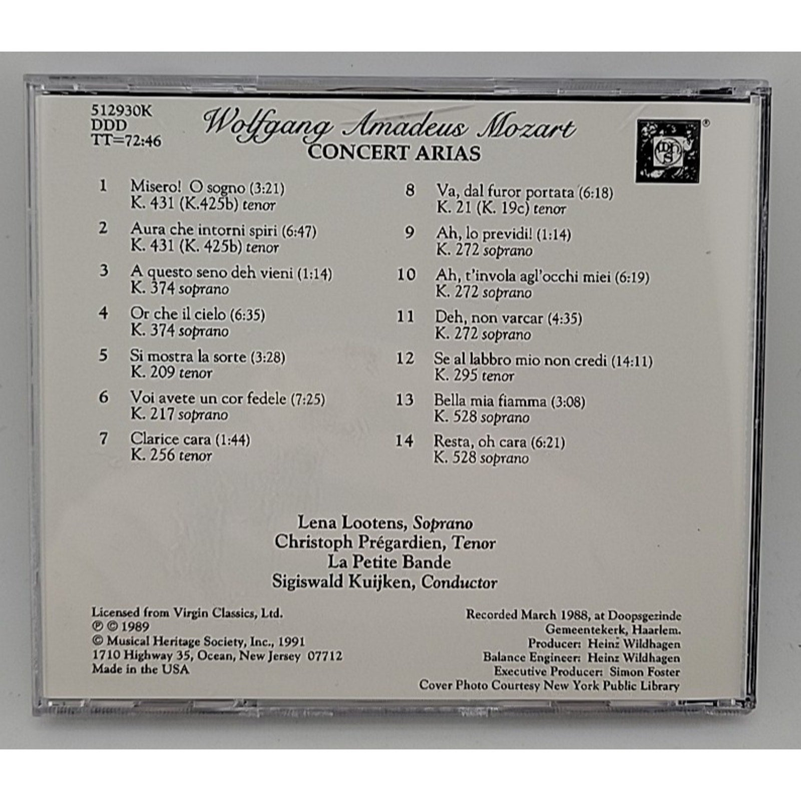 Mozart: Concert Arias 512930K CD
